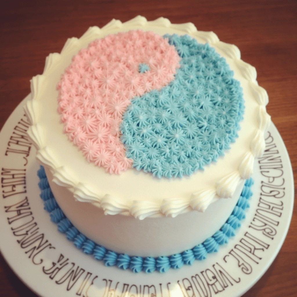 Homemade Gender Reveal Cake with Pink and Blue Layers