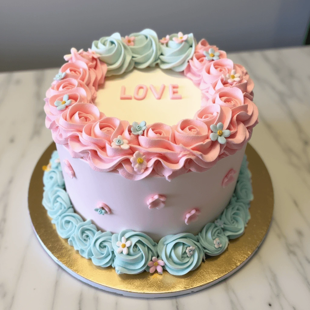 Gender Reveal Cake with Hidden Pink and Blue Layers