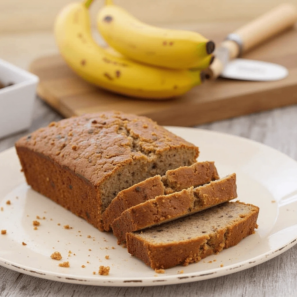 Delicious banana bread made with 2 ripe bananas