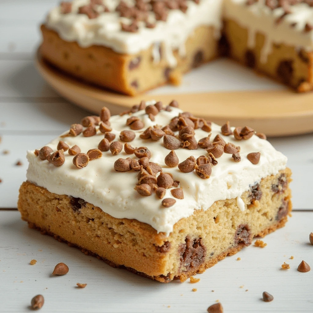 Delicious homemade cookie cake topped with colorful sprinkles and chocolate chips.