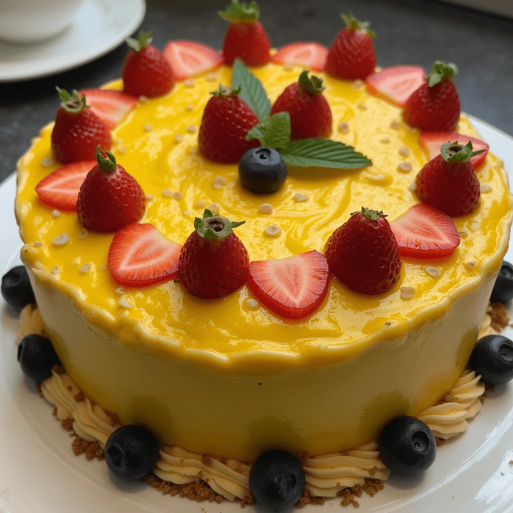 Colorful Nanalan cake featuring the character Nanalan, surrounded by vibrant decorations inspired by the cartoon.