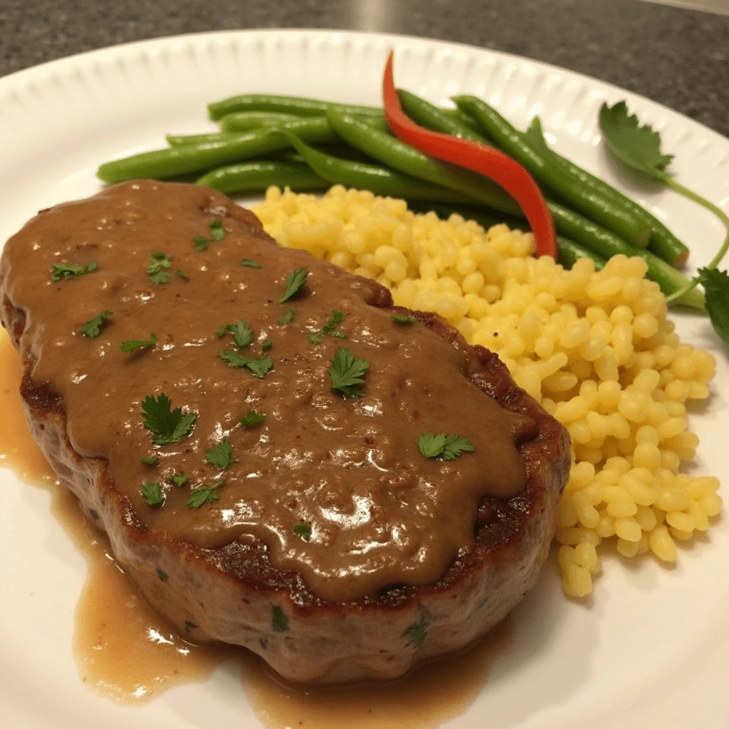 Delicious Salisbury steak with savory gravy served on a plate