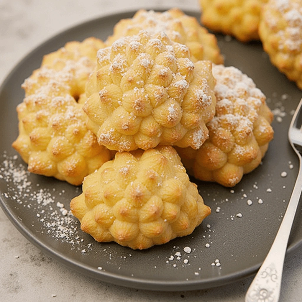 Golden and flaky Swiss Gipfeli pastries, freshly baked, with a perfect crescent shape.